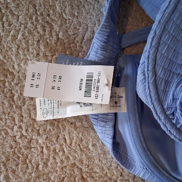 Abercrombie & Fitch Light Blue Textured Bikini Top - Picture 3 of 4